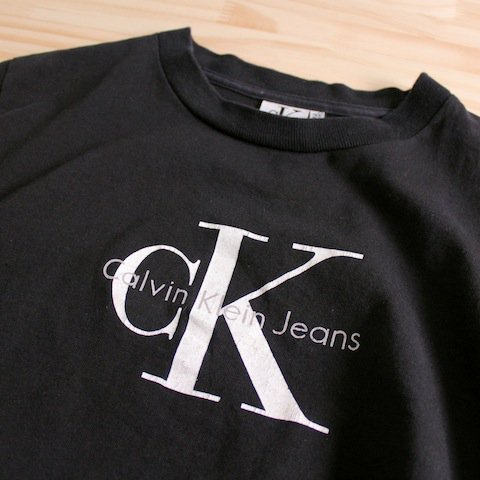 Y2KビンテージcKカルバンクラインショート丈Tシャツ黒90's-