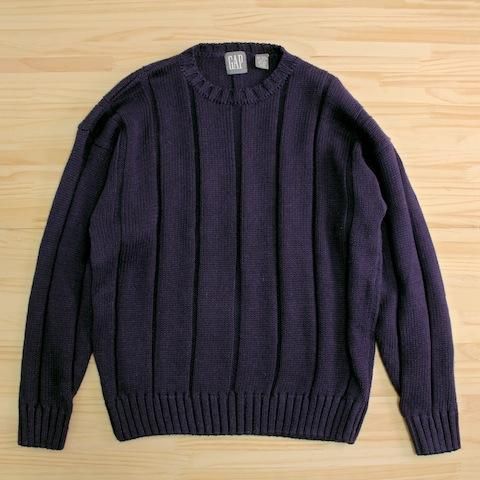 90s オールド GAP コットン ニット カーディガン 前開き 無地 L