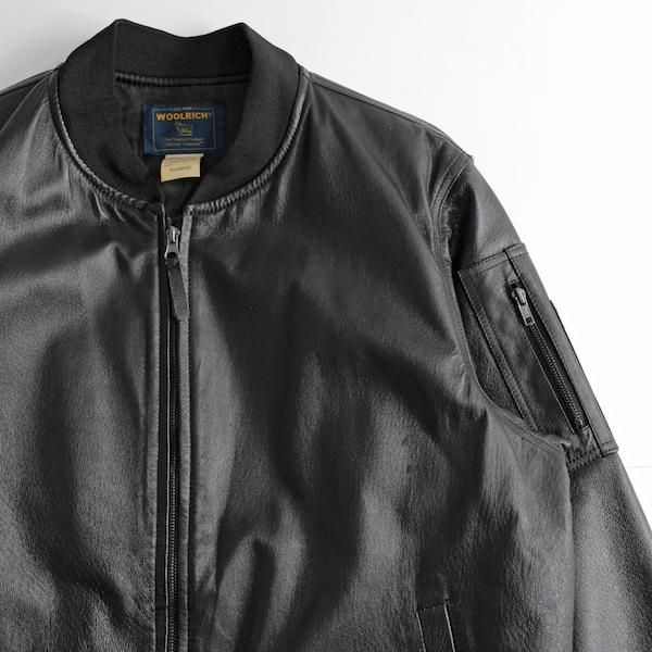 ウールリッチ MA-1タイプ レザージャケット ブラック [Woolrich ...