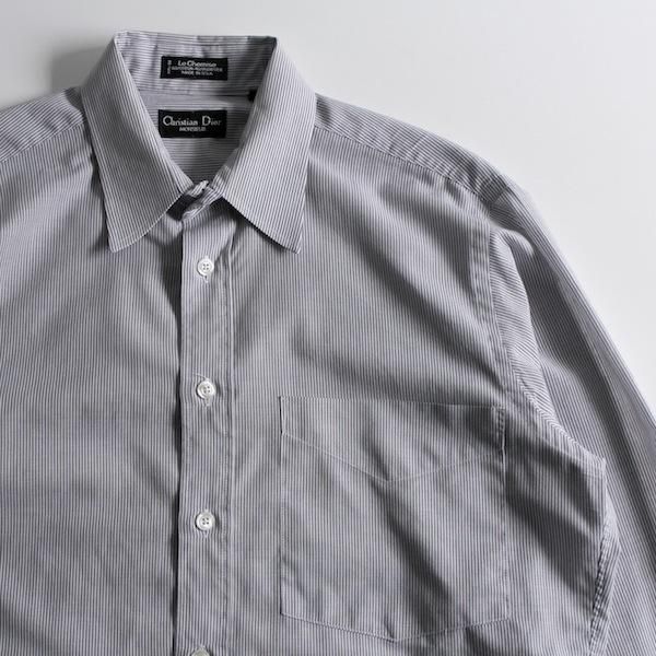 80s Dior vintage shirt ディオール ストライプシャツ-