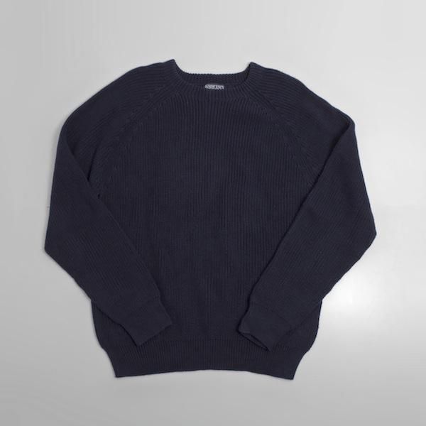 90's USA製 ランズエンド コットンニット ネイビー [LANDS' END 