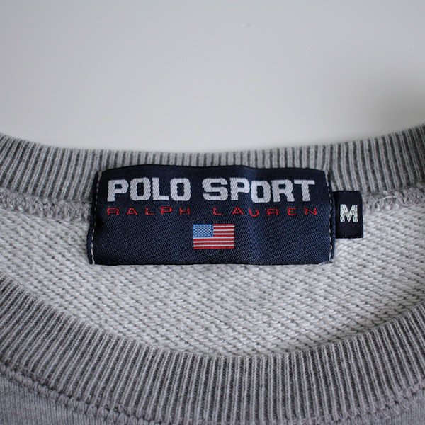 90's ポロスポーツ 星条旗ロゴ刺繍 スウェット 杢グレー [POLO SPORT 