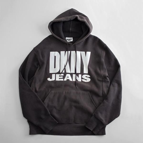 90's DKNY ロゴプリント スウェットパーカー リバースウィーブタイプ