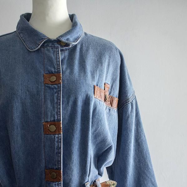 レディース 80 S 90 S ヴィンテージ デニムワンピース ウエスタンベルト付き レディース 渋谷古着屋 通販 Mericca Webストア