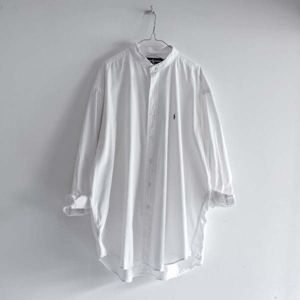 ラルフローレン バンドカラー オーバーサイズシャツ ホワイト [Ralph Lauren] - レディース 渋谷古着屋 通販 mericca