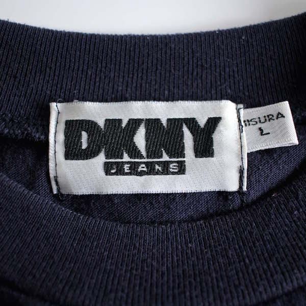 90's DKNY ロゴプリントTシャツ ネイビー フォトプリント