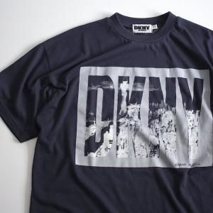 90's DKNY ロゴプリントTシャツ ネイビー フォトプリント