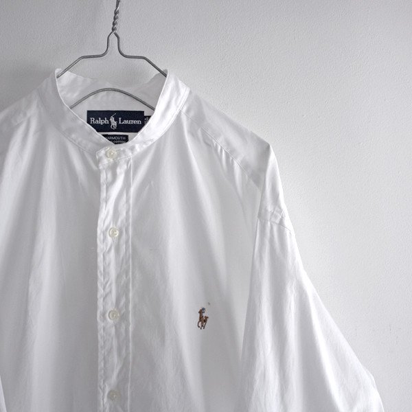 ラルフローレン バンドカラー オーバーサイズシャツ ホワイト コットン [Ralph Lauren] 89 レディース 渋谷古着屋 通販  mericca Webストア