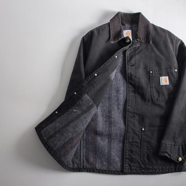 Carhartt カバーオール ブラック xfinity アメリカ製 Carhartt 裏ブランケットカバーオール 後染めブラック | CUSTOM