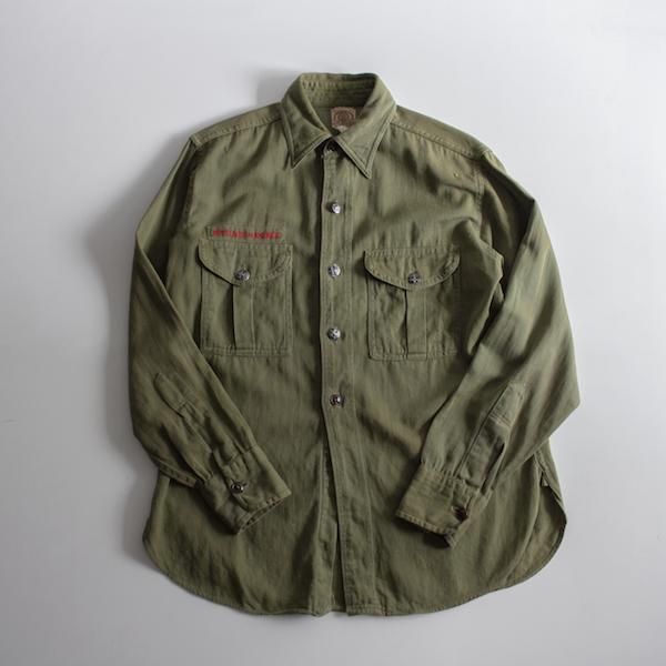 ▪️40’s BOYSCOUT ボーイスカウト シャツ マチ付き チェンジボタン BSA】ヴィンテージ ボーイスカウトシャツ マチ付き チェンジ