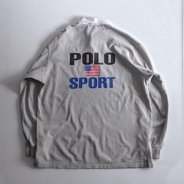 90's ラルフローレン ポロスポーツ 星条旗ロゴ ラガーシャツ [POLO 