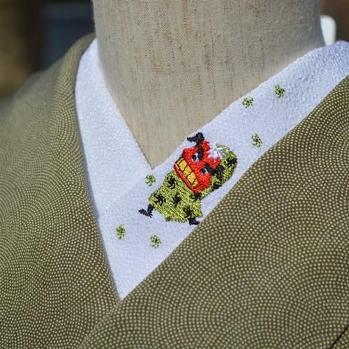 獅子舞 - 刺繍半襟 ひめ吉