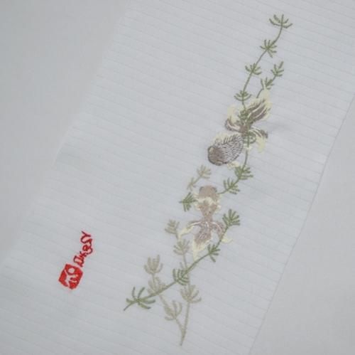 豆千代モダン　金魚刺繍 半襟 豆千代モダン 金魚刺繍 半襟 新作】絽半襟 金魚 (赤）