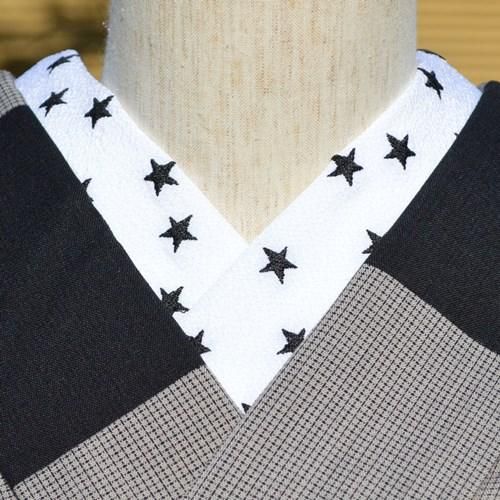 シャイニースターブラック - 刺繍半襟 ひめ吉 シャイニースターブラック - 刺繍半襟 ひめ吉