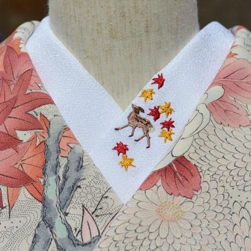 鹿ともみじ - 刺繍半襟 ひめ吉