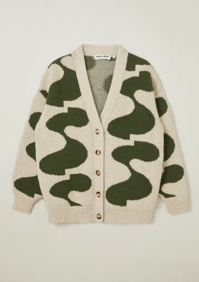 30%off 22AW Main Story Jacquard Cardigan Cream Forest - kinu&kotta