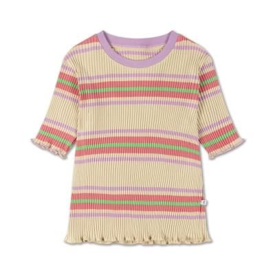 30%off 23SS Repose.AMS SLIM TEE - MULTI NUDE PINK STRIPE - 16Y, - kinu&kotta