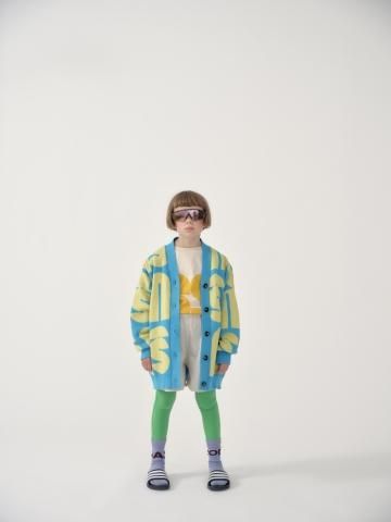 トップス main story  6y jacquard cardigan 60%off 23SS Main Story Jacquard Cardigan Turquoise