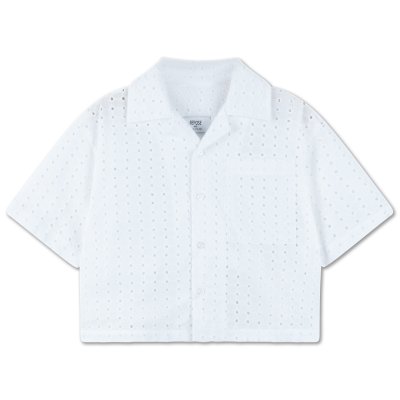 <img class='new_mark_img1' src='https://img.shop-pro.jp/img/new/icons14.gif' style='border:none;display:inline;margin:0px;padding:0px;width:auto;' />SS24 Repose.AMS cropped shirt - graphic embroidery anglaise