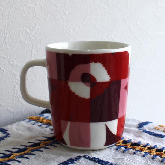 marimekko RUUTU UNIKKO(ルーツ ウニッコ) マグカップ エンジ - 北欧