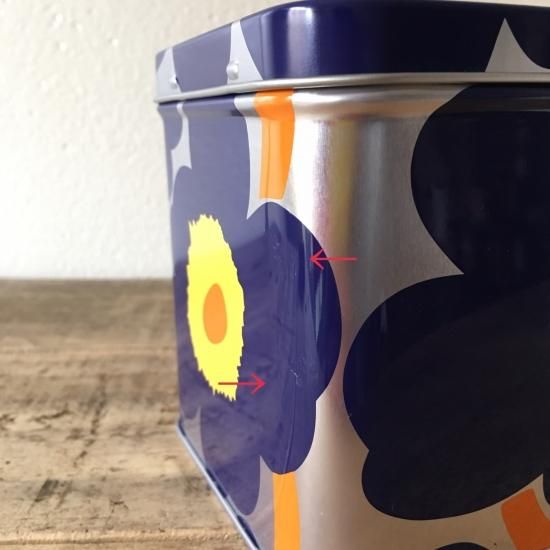 marimekko ブリキ缶 UNIKKO(ウニッコ） ネイビー×シルバー