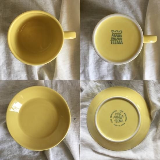 USED】 ARABIA Teema(ティーマ) イエロー カップ&ソーサー 王冠