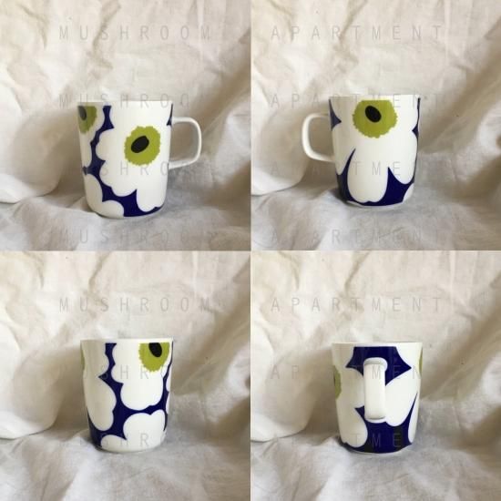 marimekko×FINNAIR unikko(ウニッコ） マグカップ ネイビー×ホワイト