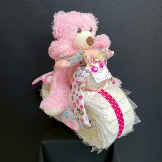 ウェディング　バルーンギフト　おむつケーキ　ペアぬいぐるみ 男女兼用 おむつケーキバルーン 出産祝い 可愛いおむつケーキ