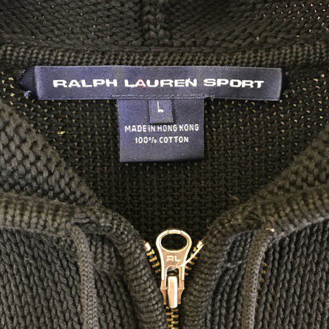 RALPH LAUREN SPORT コットンニット ジップアップパーカー 黒