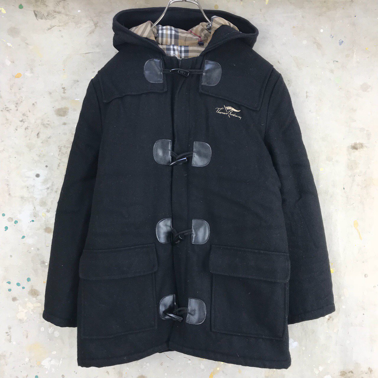 ヨーロッパ古着 ThomasBurberry ショート丈 ダッフルコート 黒 