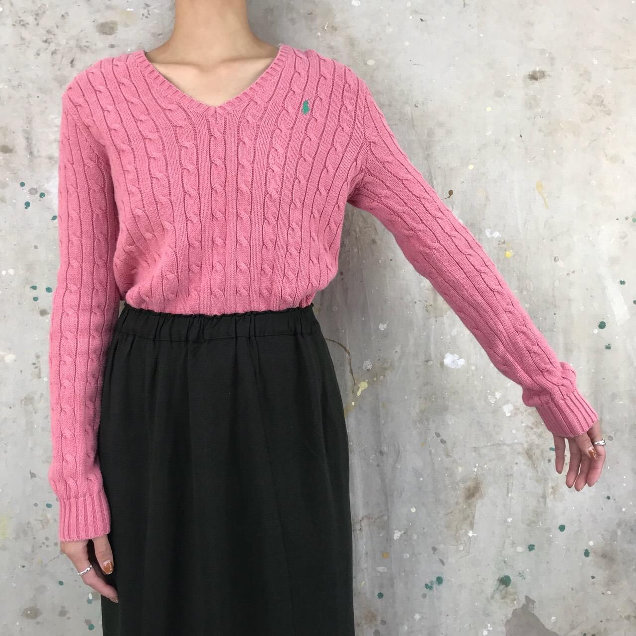 アメリカ古着 RALPH LAUREN SPORT Vネック ケーブルニット アメリカ古着 RALPH LAUREN SPORT Vネック ケーブルニット
