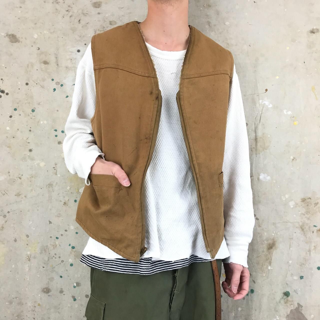 アメリカ古着 USA製 OLD carhartt ダック地ベスト ボアライナー