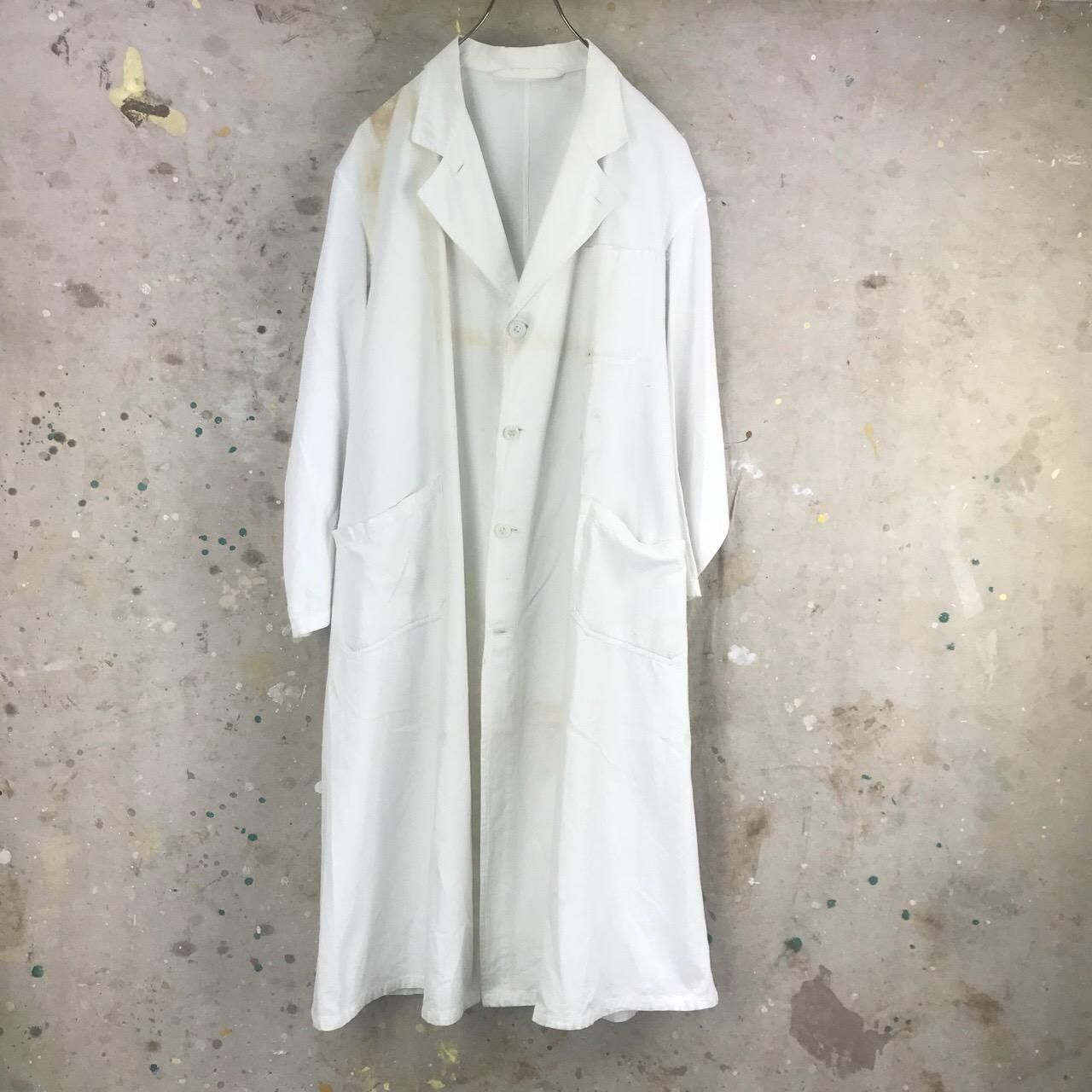 vintage shop coat 雰囲気系 ワークコート ショップコート 白-