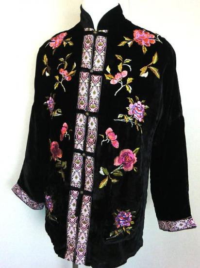 special vintage ベロア 刺繍 チャイナジャケット-