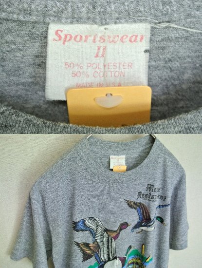 アメリカ古着80's Sports wear グレー霜降りプリント Tシャツ ...