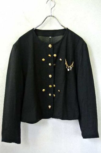 ヨーロッパ古着　金ボタン　ノーカラージャケット　コンパクト - ヨーロッパやアメリカのヴィンテージ古着なら｜古着屋ChuPa