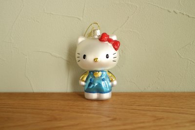 Hello Kitty ブルー パンツスーツ / ガラス オーナメント Hello Kitty
