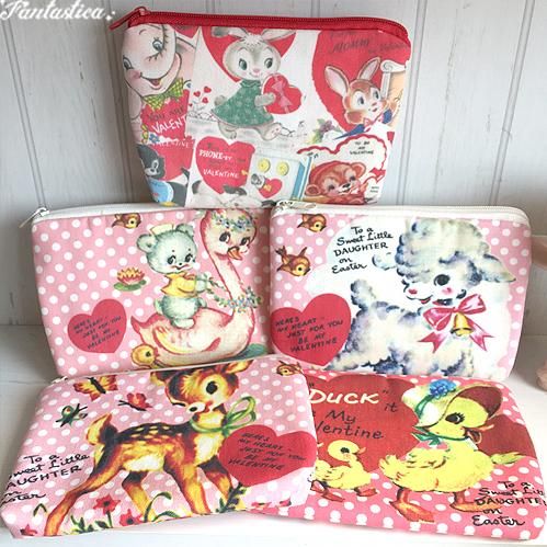 SOLD◇ハンドメイド ポーチ ハニーチューン ピンク レトロ