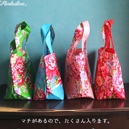 台湾】ファンタスチカオリジナル 2017 客家花布 ランチトート グリーン