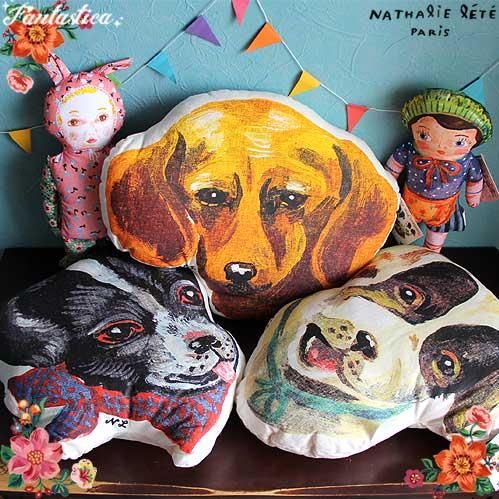 ナタリー・レテ】ドッグ・ピロークッション ダックスフンド犬の顔