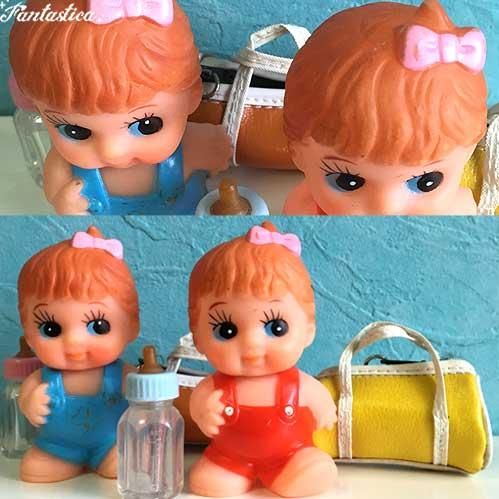 昭和レトロ】ミニ・プリティー・ガール・ドール レッド ソフビ人形