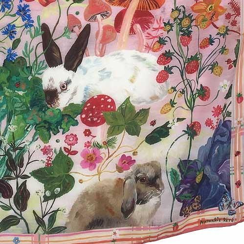 ナタリー・レテ】ラージ・シルクスカーフ ラビット 98cm Rabbits