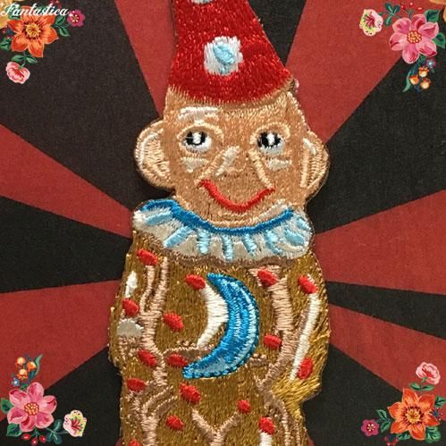 ナタリー・レテ】ビッグ・アップリケ サーカス・月のピエロ 道化師の