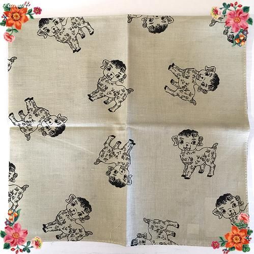 ナタリー・レテ】ハンカチ ドッグ グレイ パピー犬のグレーハンカチ