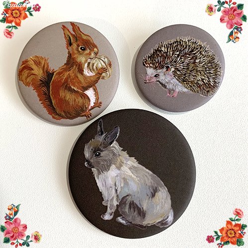 ナタリー レテ ラウンド バッジ スリー アニマルズ Round Badge Set Of Three Animals