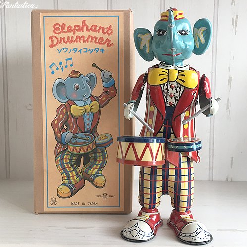 【トイズクラブ 北原コレクション】復刻版 エレファントドラマー レッド　ブリキの象人形