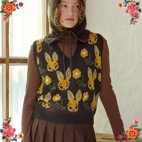 ナタリー・レテ】ベスト イエロー・バニー 黄うさぎのノースリーブ