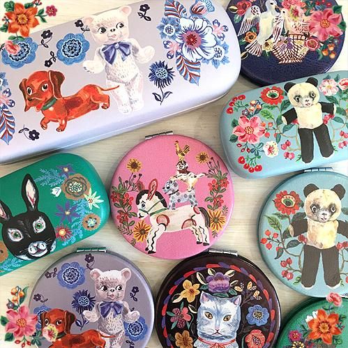 ナタリー・レテ】コンパクト・ミラー ベアー＆ドッグ ベア・ドールと犬