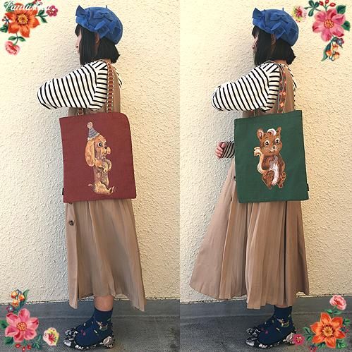 新品　ナタリーレテ　レクタングル トートバッグ　スクイレル　りす　リス Nathalie Lete ナタリー・レテ トートバッグ Squirrel リス - かわいい