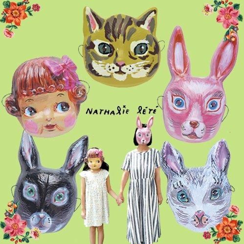 ナタリー・レテ】デコレーション・マスク ローズ ピンク・ウサギのお面